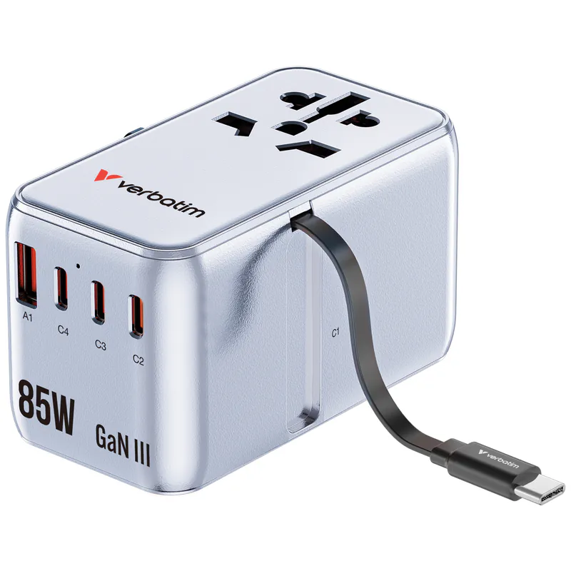 VERBATIM Charge 'n' Travel 85W 通用旅行轉插連伸縮充電線 (CNT-02) [香港行貨]