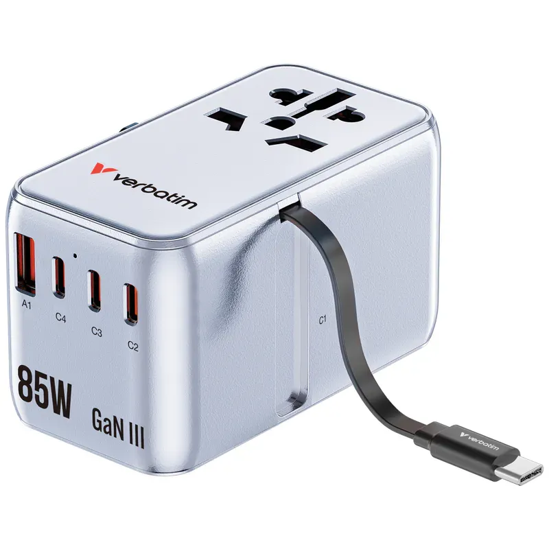 VERBATIM Charge 'n' Travel 85W 通用旅行轉插連伸縮充電線 (CNT-02) [香港行貨]