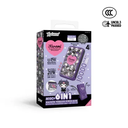 XPower x Sanrio Kuromi M10C+ 6合1 10000mAh多功能迷你20W PD3.0+磁吸無線快充移動電源 (3C認證) [香港行貨]