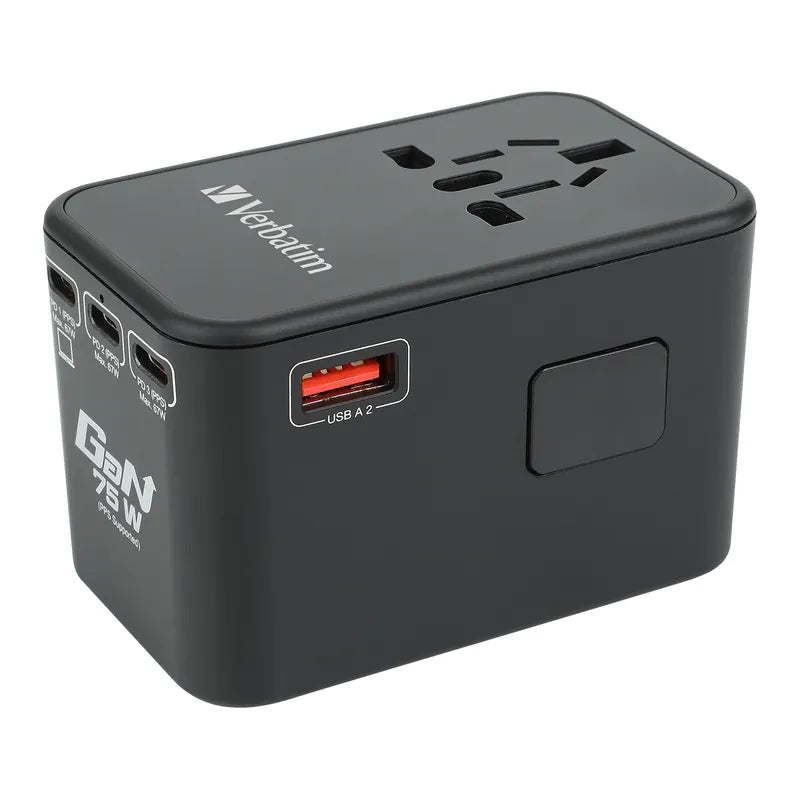 VERBATIM 5 端口 75W PD 3.0 & QC 3.0 GaN 通用旅行轉插 [香港行貨]-DIGIBAL ONLINE