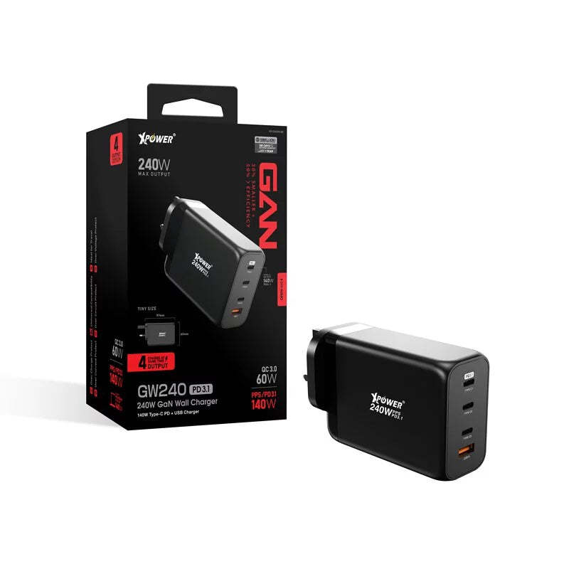 XPower GW240 240W PD3.1 Gan 4輸出智能充電器 [香港行貨]-DIGIBAL ONLINE