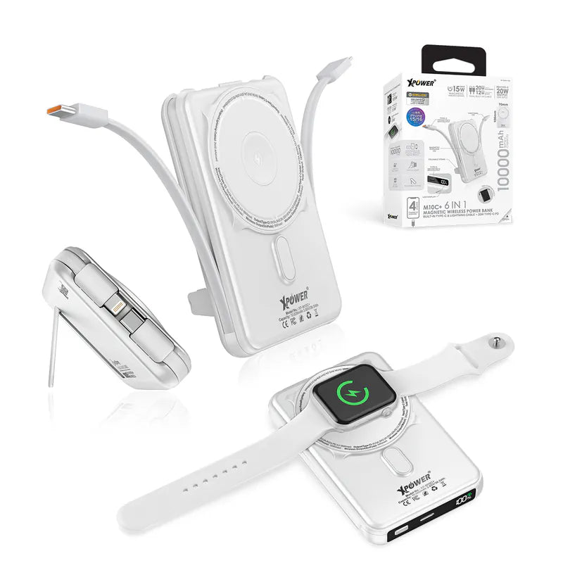 XPower M10C+ 6合1多功能數顯10000mAh 20W PD3.0 + 磁吸無線移動電源 [香港行貨]-DIGIBAL ONLINE