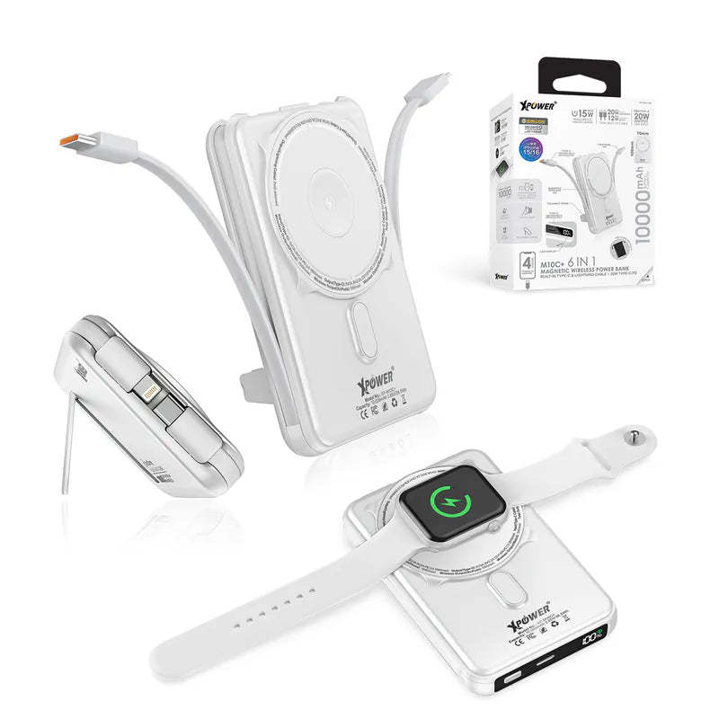 XPower M10C+ 6合1多功能數顯10000mAh 20W PD3.0 + 磁吸無線移動電源 [香港行貨]-DIGIBAL ONLINE