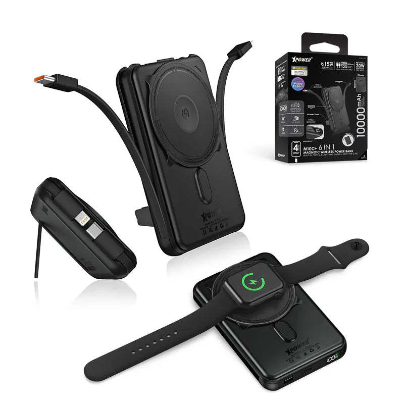 XPower M10C+ 6合1多功能數顯10000mAh 20W PD3.0 + 磁吸無線移動電源 [香港行貨]-DIGIBAL ONLINE