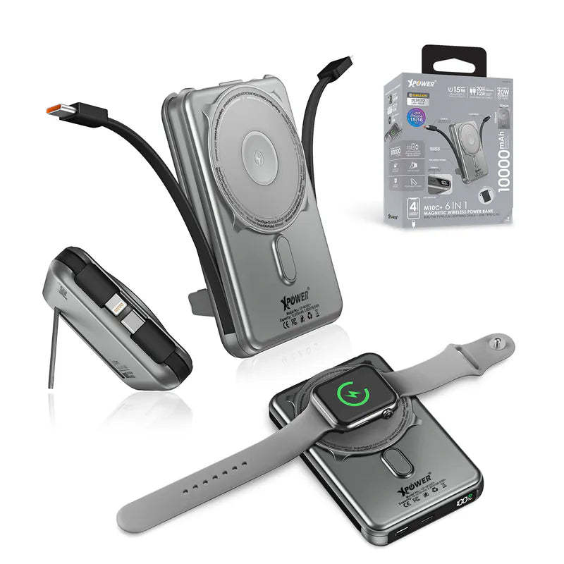 XPower M10C+ 6合1多功能數顯10000mAh 20W PD3.0 + 磁吸無線移動電源 [香港行貨]-DIGIBAL ONLINE