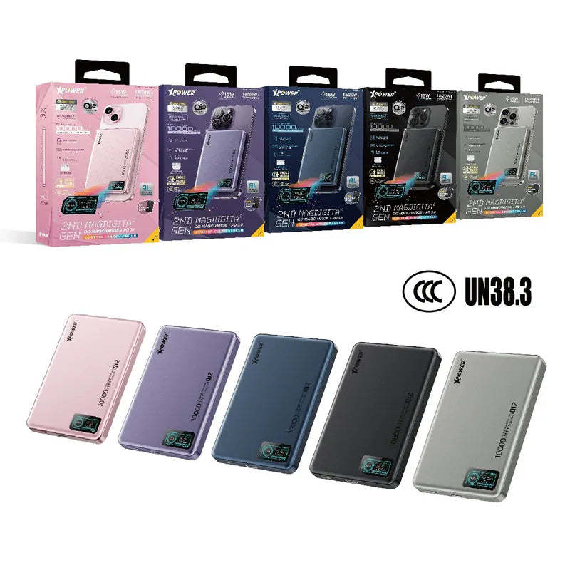 XPower MagDigita² 第2代 彩屏顯示10000mAh PD3.0+QI2 磁吸移動電源 (3C認證版)(鋁合金面)[香港行貨]-DIGIBAL ONLINE