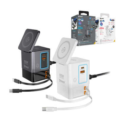 XPower RN105 Qi2 6輸出 105W GaN 雙無線快充+雙內置伸縮線塔式充電器 [香港行貨]-DIGIBAL ONLINE