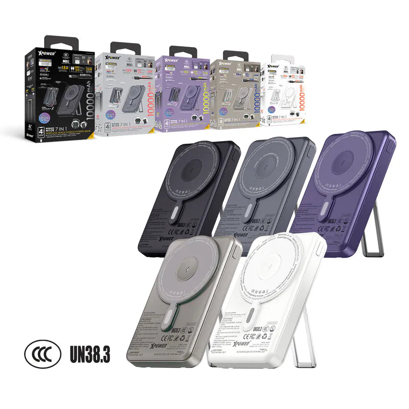 XPower M10R  (3C認證版) 7合1 10000mAh PD 3.0 雙內置線+磁吸無線移動電源連支架 [香港行貨]-DIGIBAL ONLINE