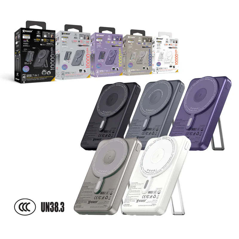 XPower M10R  (3C認證版) 7合1 10000mAh PD 3.0 雙內置線+磁吸無線移動電源連支架 [香港行貨]-DIGIBAL ONLINE