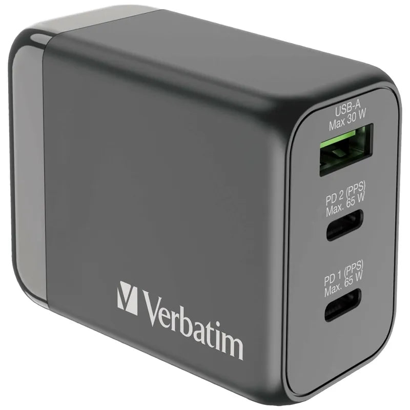 VERBATIM 3 端口 65W PD GaN 旅行充電器 - 66963 [香港行貨]-DIGIBAL ONLINE