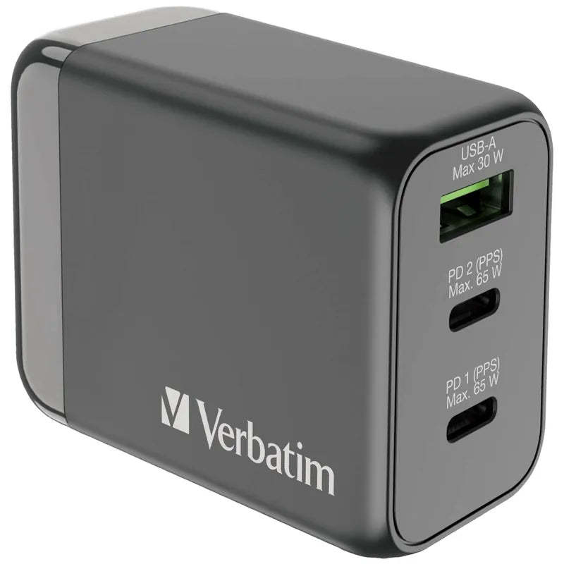 VERBATIM 3 端口 65W PD GaN 旅行充電器 - 66963 [香港行貨]-DIGIBAL ONLINE