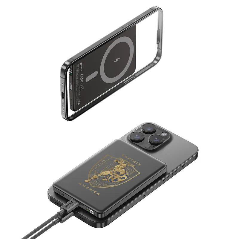 XPOWER M10K 2合1鋁合金數顯10000mAh PD3.0+磁吸無線外置充電器 - 美國隊長系列 [香港行貨]-DIGIBAL ONLINE