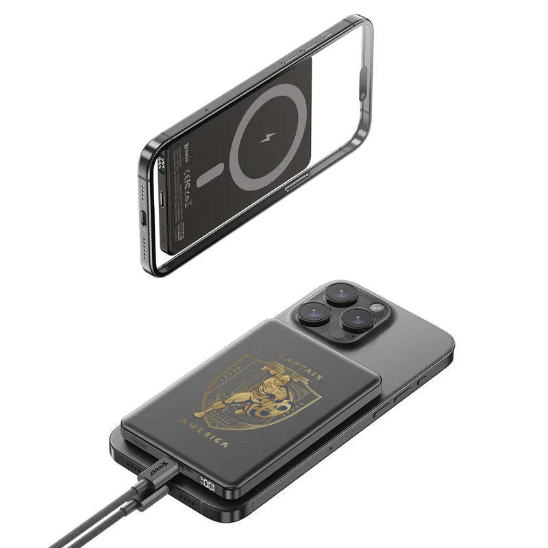 XPOWER M10K 2合1鋁合金數顯10000mAh PD3.0+磁吸無線外置充電器 - 美國隊長系列 [香港行貨]-DIGIBAL ONLINE