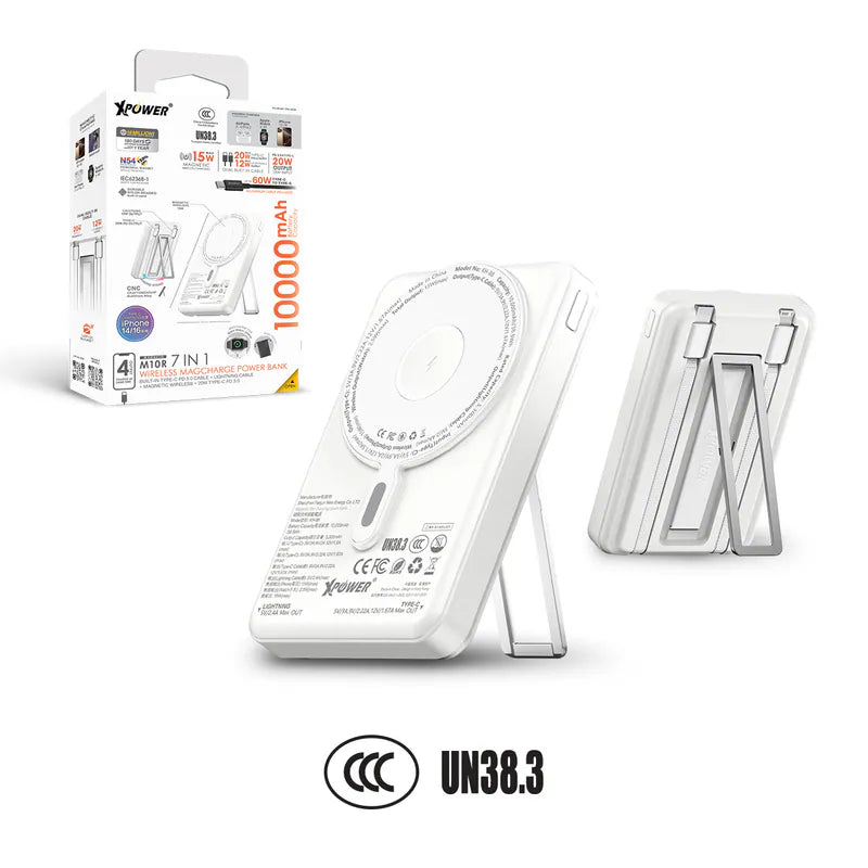 XPower M10R  (3C認證版) 7合1 10000mAh PD 3.0 雙內置線+磁吸無線移動電源連支架 [香港行貨]-DIGIBAL ONLINE