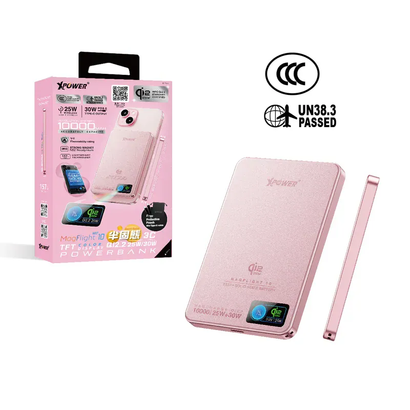 XPower MagFlight10 M17 半固態TFT彩屏顯示 QI2.2 25W/30W 10000mAh 磁吸行動電源 [香港行貨一年保養]