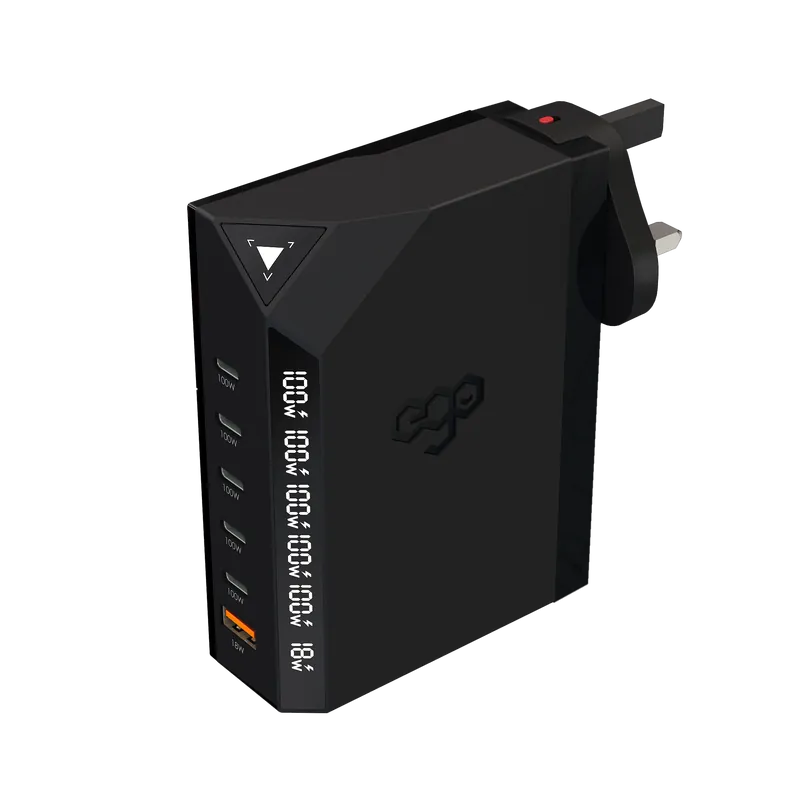 EGO EXINNO+ 180W 即時輸出顯示 6洞USB充電器 - 黑色 [香港行貨]-DIGIBAL ONLINE
