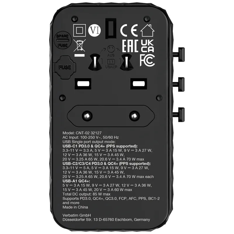 Verbatim Charge 'n' Travel Diamond 85W 通用旅行轉插連伸縮充電線 (CNT-02) - 32127  [香港行貨]-DIGIBAL ONLINE