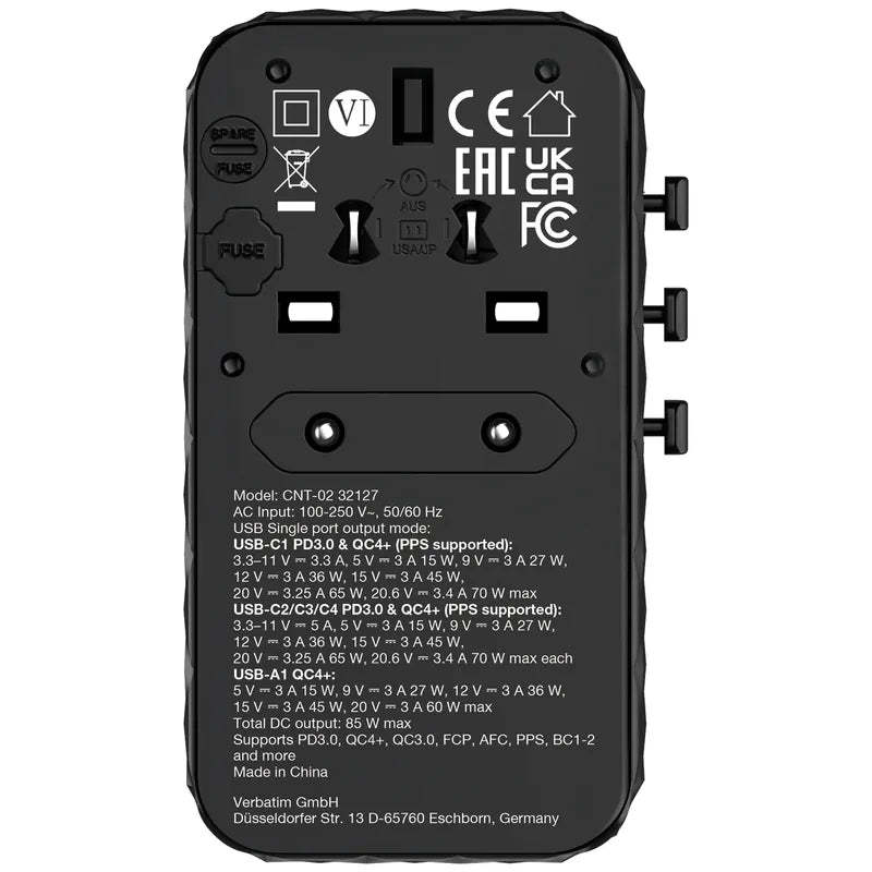 Verbatim Charge 'n' Travel Diamond 85W 通用旅行轉插連伸縮充電線 (CNT-02) - 32127  [香港行貨]-DIGIBAL ONLINE