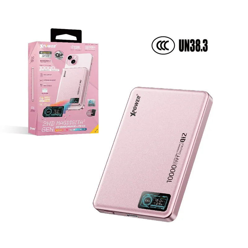 XPower MagDigita² 第2代 彩屏顯示10000mAh PD3.0+QI2 磁吸移動電源 (3C認證版)(鋁合金面)[香港行貨]-DIGIBAL ONLINE