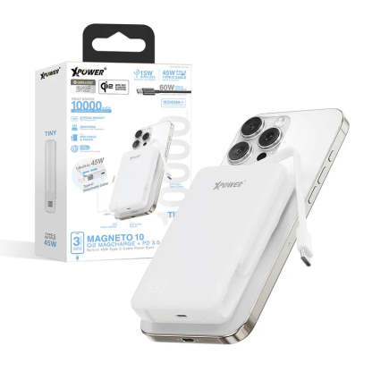 XPower MAGNETO 10 Qi2數顯 10000mAh 45W PD3.0 磁吸無線移動電源 - 香港行貨-DIGIBAL ONLINE