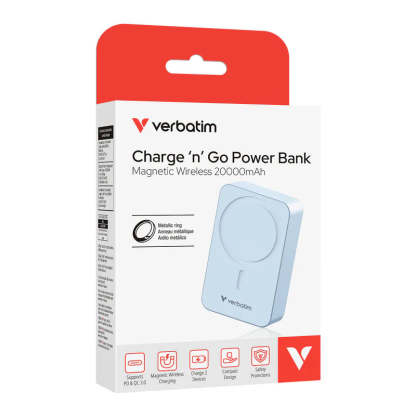 VERBATIM Charge 'n' Go 20000mAh 磁吸無線流動充電池 (WPB20) [香港行貨]-DIGIBAL ONLINE
