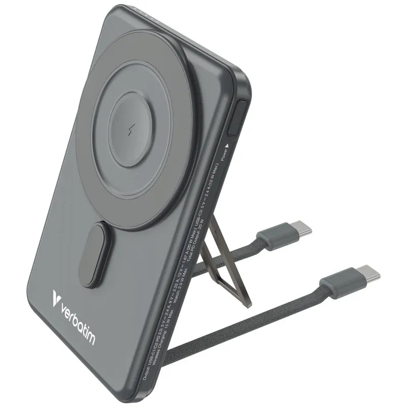 VERBATIM 5合1 Charge 'n' Go 5000 磁吸無線流動充電池 (WPBS2C5) *3C 認證 - 香港行貨-DIGIBAL ONLINE