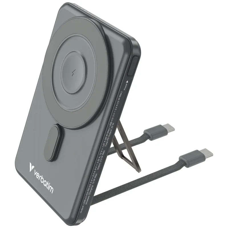 VERBATIM 5合1 Charge 'n' Go 5000 磁吸無線流動充電池 (WPBS2C5) *3C 認證 - 香港行貨-DIGIBAL ONLINE