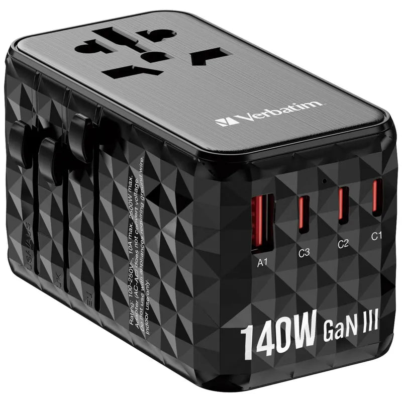 VERBATIM GaN III 140W 通用旅行轉插 - 32125 [香港行貨]-DIGIBAL ONLINE
