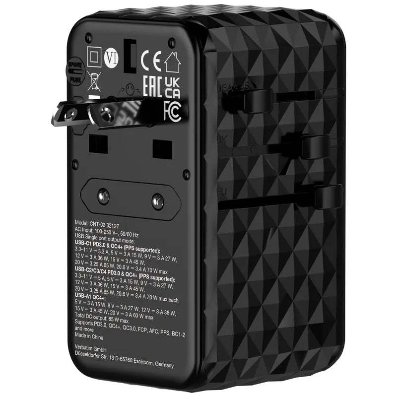 Verbatim Charge 'n' Travel Diamond 85W 通用旅行轉插連伸縮充電線 (CNT-02) - 32127  [香港行貨]-DIGIBAL ONLINE