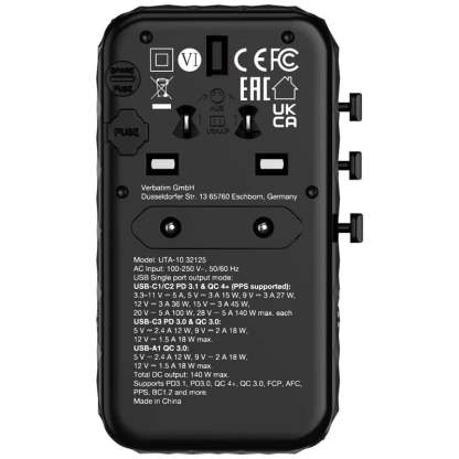 VERBATIM GaN III 140W 通用旅行轉插 - 32125 [香港行貨]-DIGIBAL ONLINE