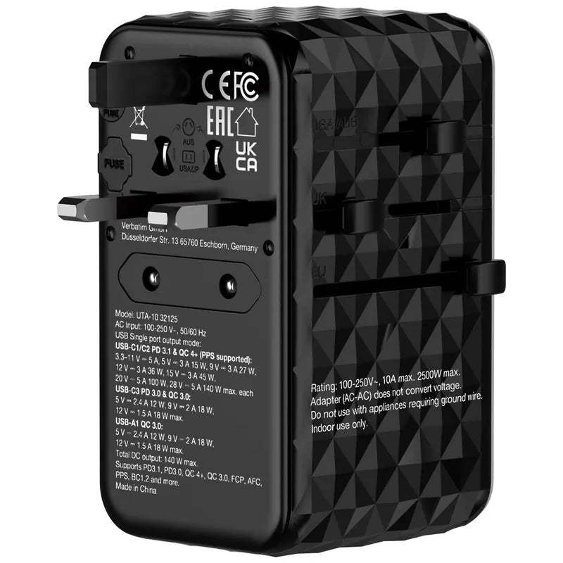 VERBATIM GaN III 140W 通用旅行轉插 - 32125 [香港行貨]-DIGIBAL ONLINE