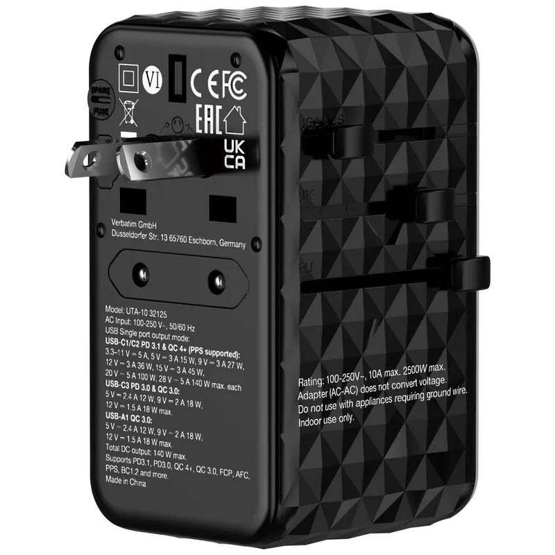 VERBATIM GaN III 140W 通用旅行轉插 - 32125 [香港行貨]-DIGIBAL ONLINE