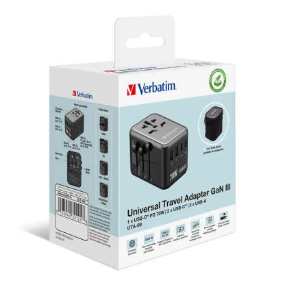 VERBATIM GaN III 70W 通用旅行轉插 [香港行貨]-DIGIBAL ONLINE