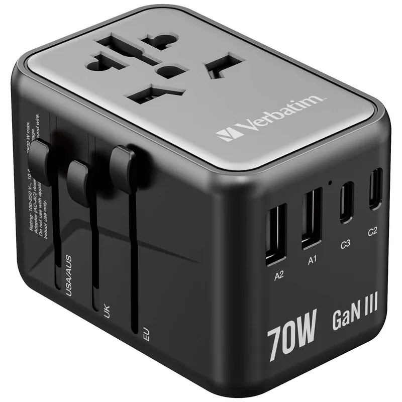 VERBATIM GaN III 70W 通用旅行轉插 [香港行貨]-DIGIBAL ONLINE
