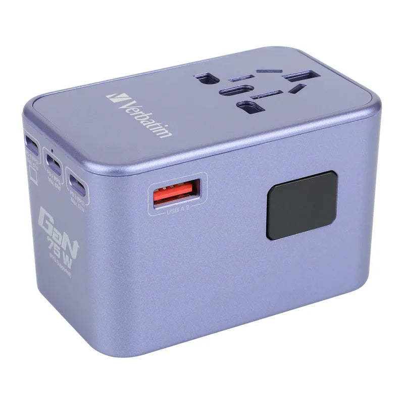 VERBATIM 5 端口 75W PD 3.0 & QC 3.0 GaN 通用旅行轉插 [香港行貨]-DIGIBAL ONLINE