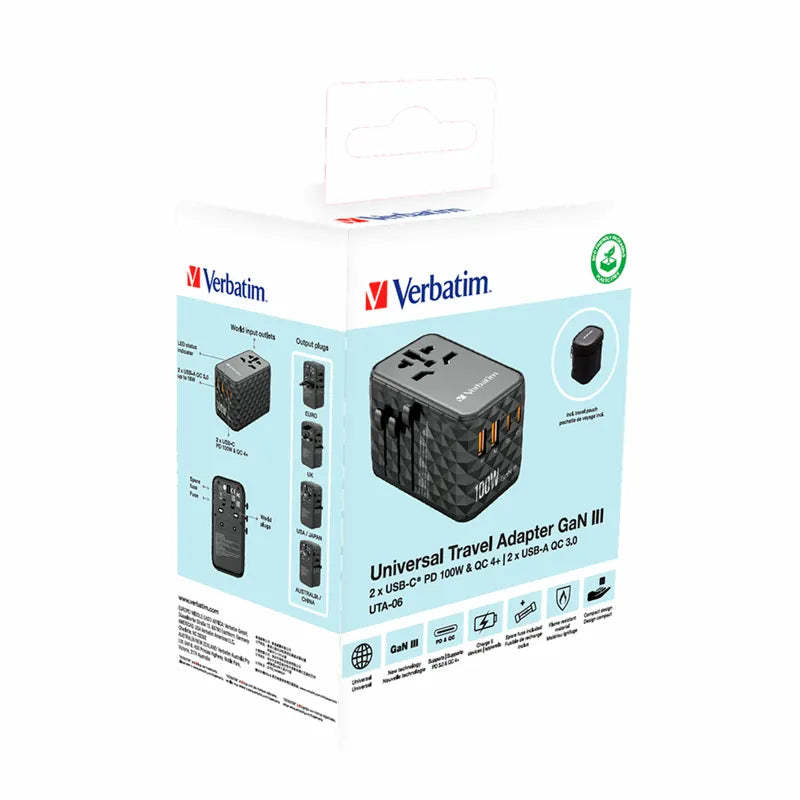 VERBATIM GaN III 100W 通用旅行轉插 [香港行貨]-DIGIBAL ONLINE