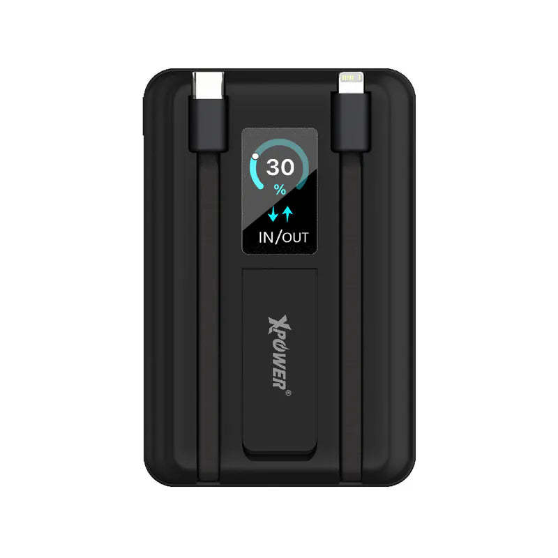 XPower MagSwift 10000mAh  7合1多功能數顯 Type-C PD/Lightning雙內置線+磁吸PD3.0無線移動電源 - [香港行貨]-DIGIBAL ONLINE