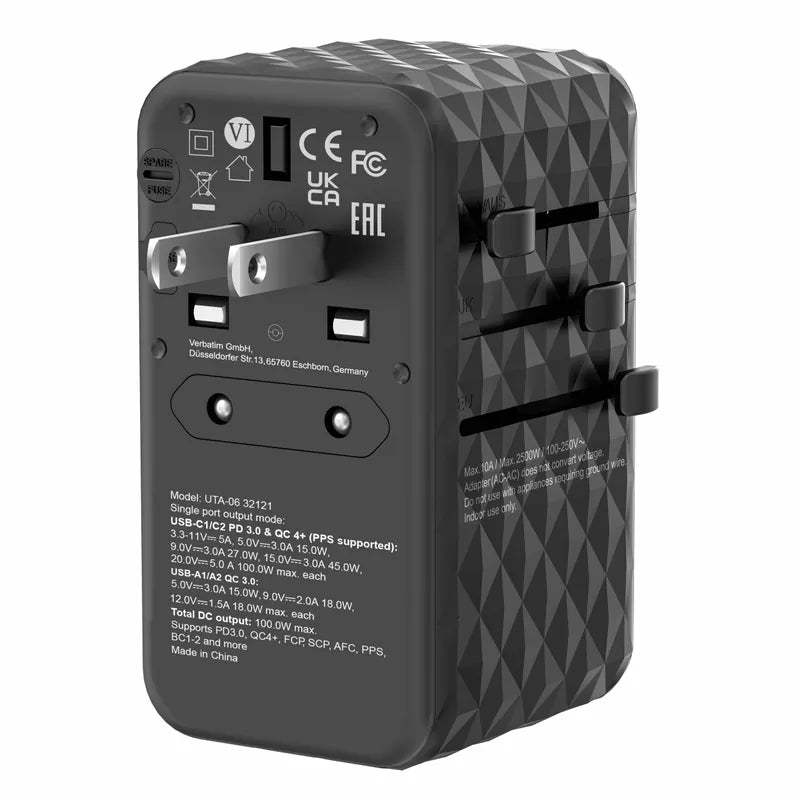 VERBATIM GaN III 100W 通用旅行轉插 [香港行貨]-DIGIBAL ONLINE