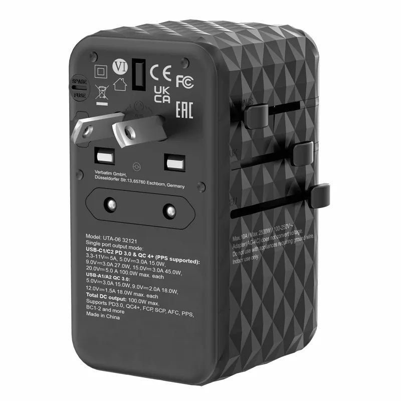 VERBATIM GaN III 100W 通用旅行轉插 [香港行貨]-DIGIBAL ONLINE
