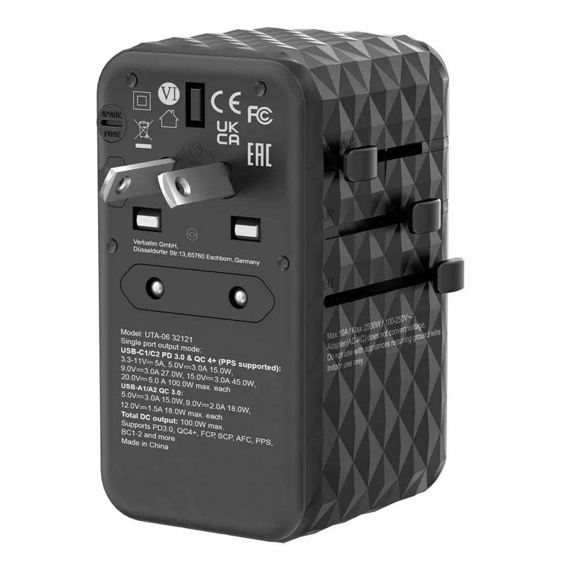VERBATIM GaN III 100W 通用旅行轉插 [香港行貨]-DIGIBAL ONLINE