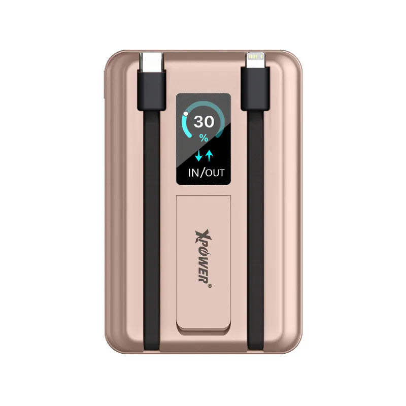 XPower MagSwift 10000mAh  7合1多功能數顯 Type-C PD/Lightning雙內置線+磁吸PD3.0無線移動電源 - [香港行貨]-DIGIBAL ONLINE