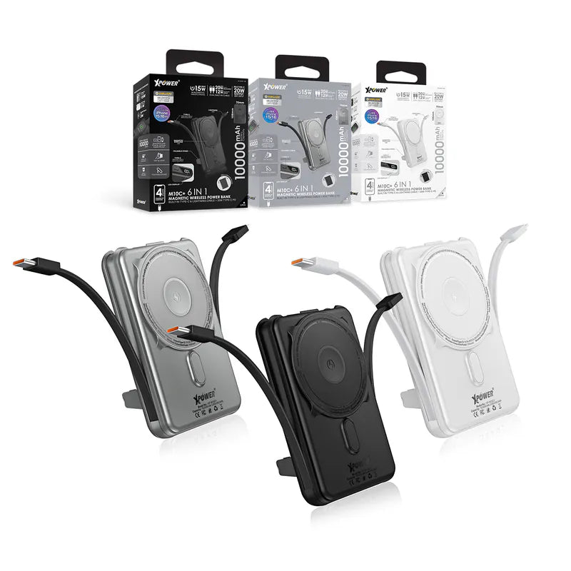 XPower M10C+ 6合1多功能數顯10000mAh 20W PD3.0 + 磁吸無線移動電源 [香港行貨]-DIGIBAL ONLINE