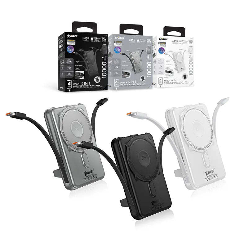XPower M10C+ 6合1多功能數顯10000mAh 20W PD3.0 + 磁吸無線移動電源 [香港行貨]-DIGIBAL ONLINE