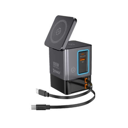 XPower RN105 Qi2 6輸出 105W GaN 雙無線快充+雙內置伸縮線塔式充電器 [香港行貨]-DIGIBAL ONLINE