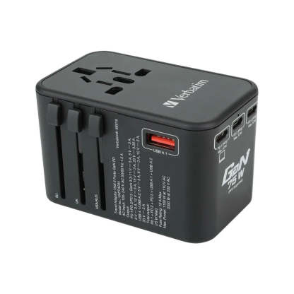 VERBATIM 5 端口 75W PD 3.0 & QC 3.0 GaN 通用旅行轉插 [香港行貨]-DIGIBAL ONLINE