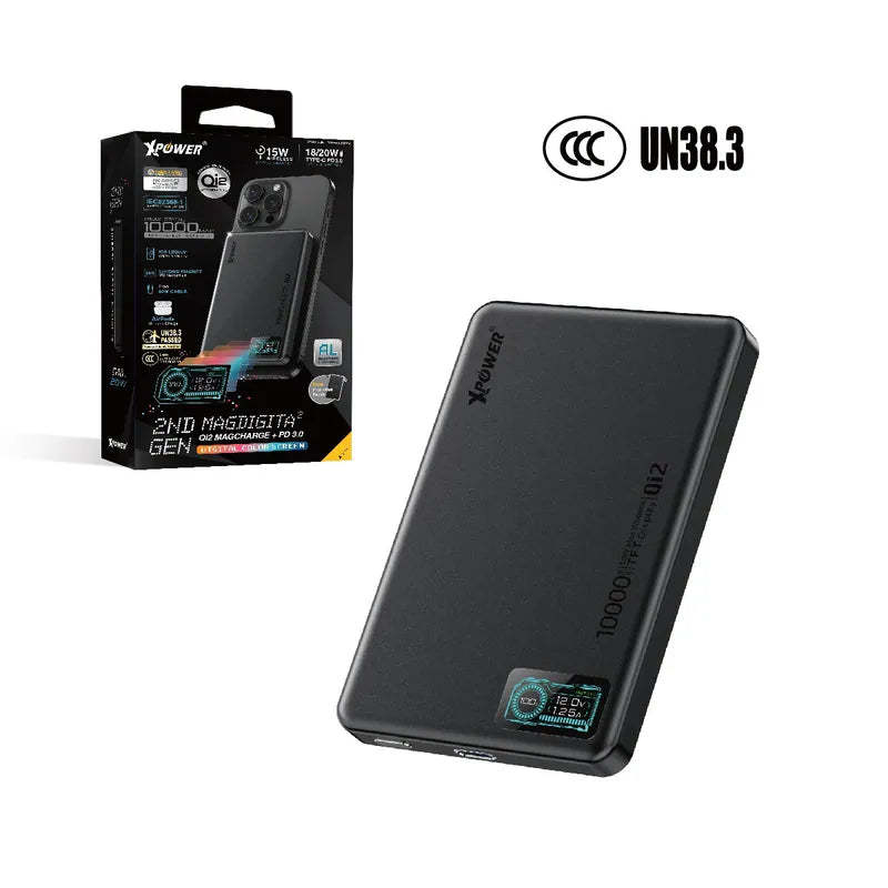 XPower MagDigita² 第2代 彩屏顯示10000mAh PD3.0+QI2 磁吸移動電源 (3C認證版)(鋁合金面)[香港行貨]-DIGIBAL ONLINE