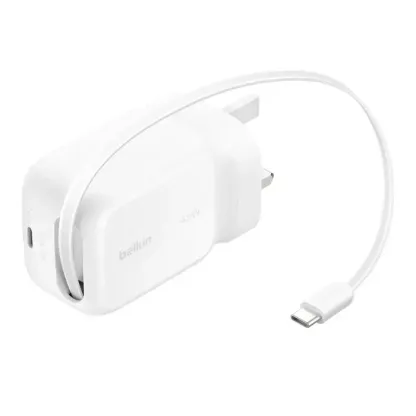 BELKIN UltraCharge 45W 可伸縮 GaN 牆身充電器 WCH023myWH 香港行貨