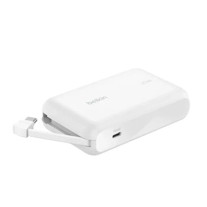 BELKIN BoostCharge Power Bank 10K with Integrated Cable [香港行貨] # 內地3C認證 白色