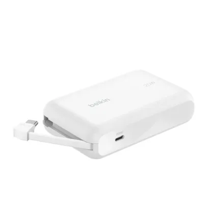 BELKIN BoostCharge Power Bank 10K with Integrated Cable [香港行貨] # 內地3C認證 白色
