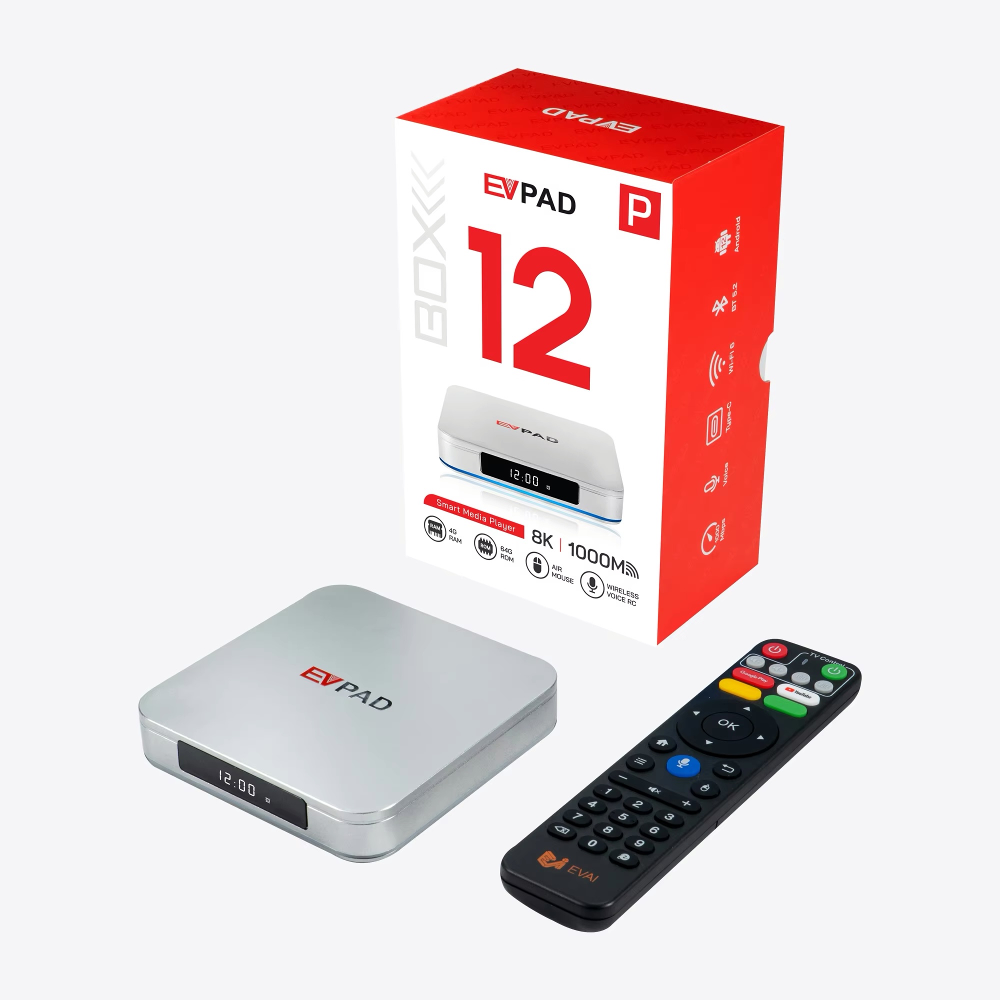 EVPAD 12P 4+64GB 8K ANDROID BOX 旗艦智能易播盒子 [香港行貨] 附贈品